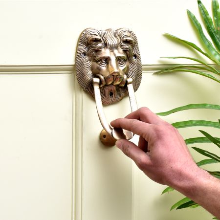 Brass Lion Head Door Knocker Ring